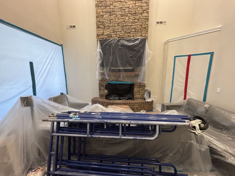 Room fully masked and protected before painting